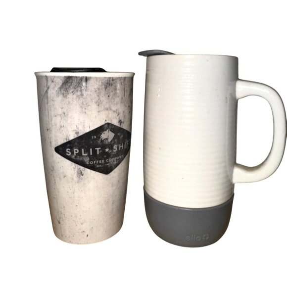 Split Shift & Ello Ceramic Travel Mug Set With Lids - Picture 1 of 5